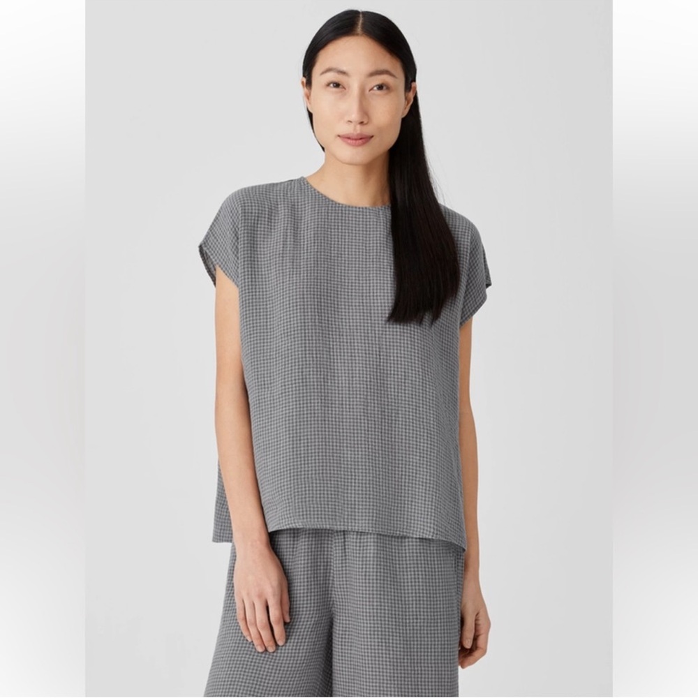 Eileen Fisher Puckered Organic Linen Square Top